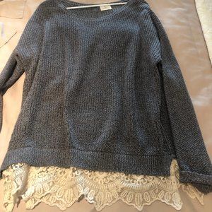 Pins and Needles Grey Lace Sweater